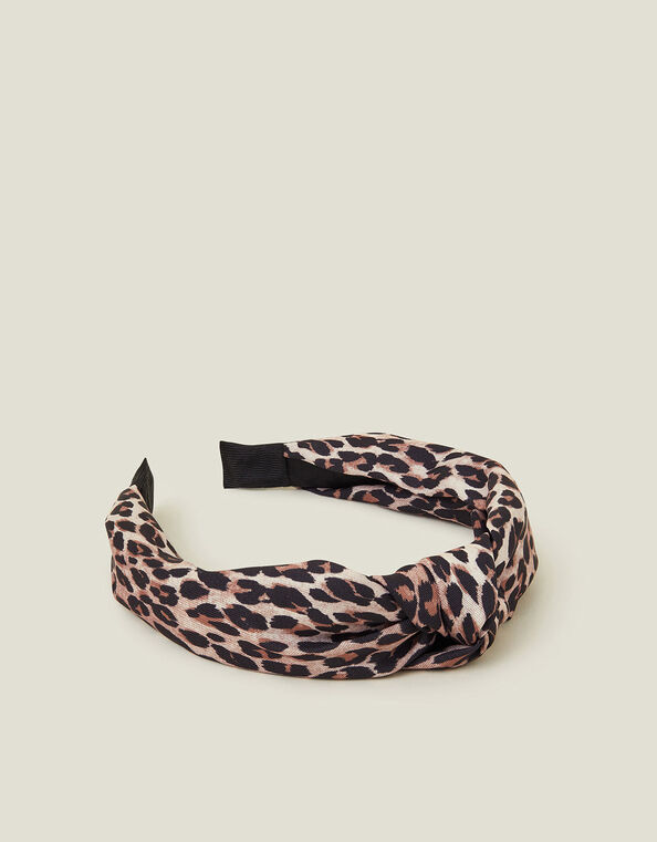 Leopard Print Knot Headband, , large