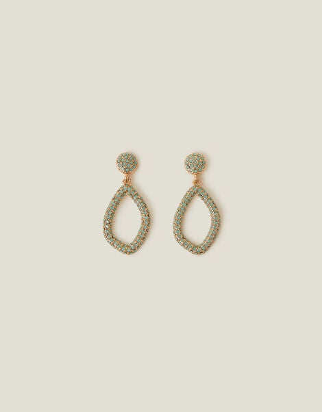 Encrusted Teardrop Earrings, Green (GREEN), large