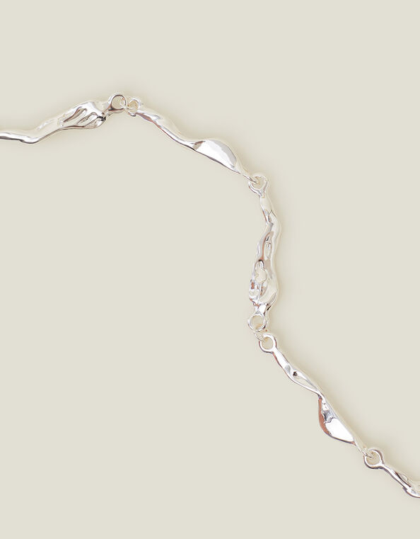 Sterling Silver-Plated Molten Necklace, , large