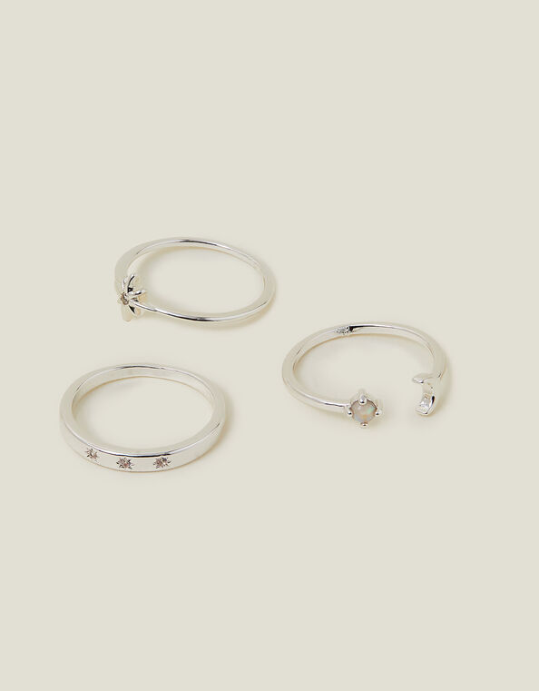 3-Pack Sterling Silver-Plated Celestial Rings, Silver (ST SILVER), large