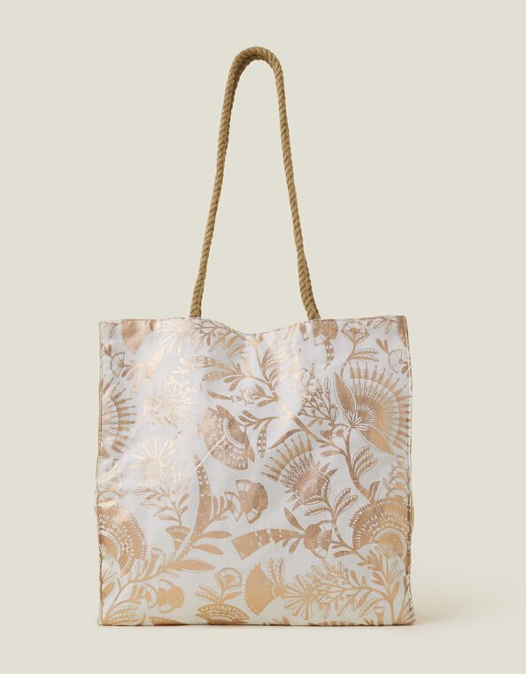 Metallic Jute Shopper Bag, , large