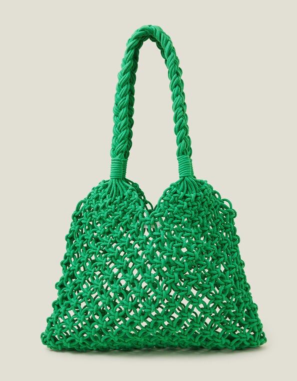 Open Weave Shopper Bag, Green (GREEN), large