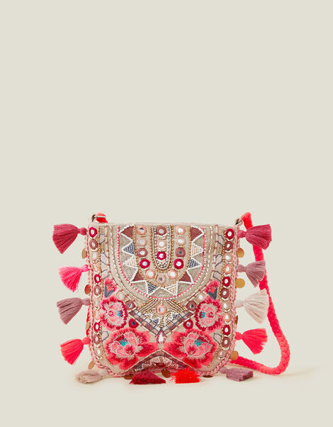 Floral Embellished Cross-Body Bag, , large