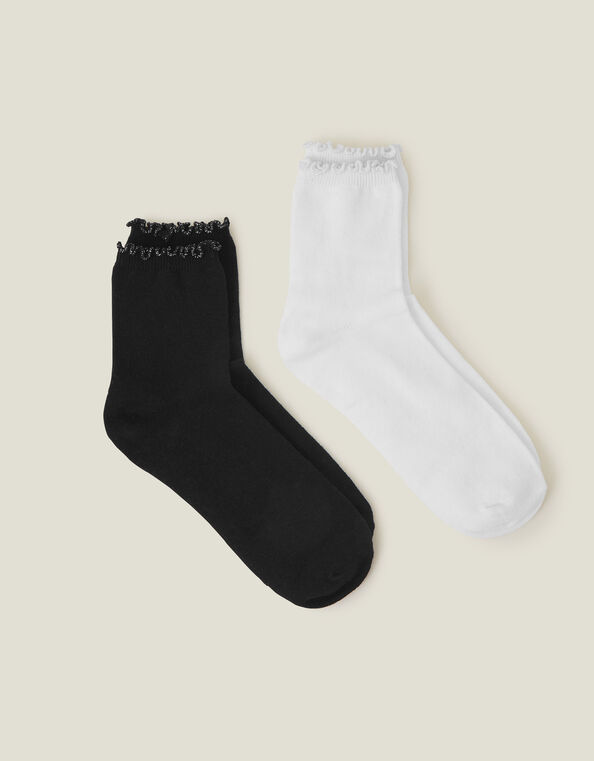 2-Pack Frill Ankle Socks, , large