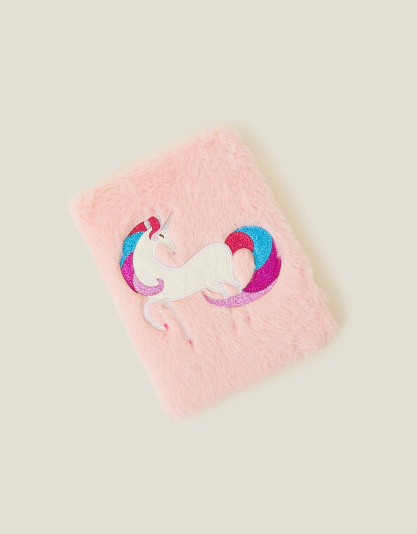 Girls Faux Fur Unicorn Notebook, , large