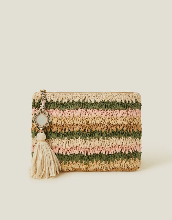 Raffia Clutch Bag, , large