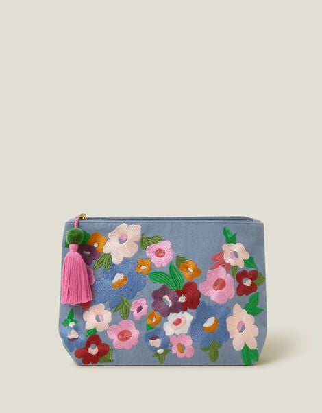 Embroidered Floral Make Up Bag, , large