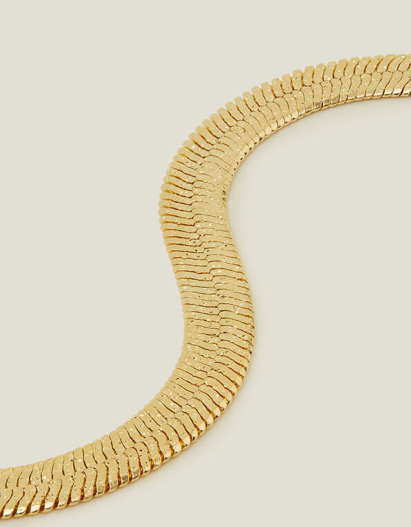 14ct Gold-Plated Hammered Snake Chain, , large