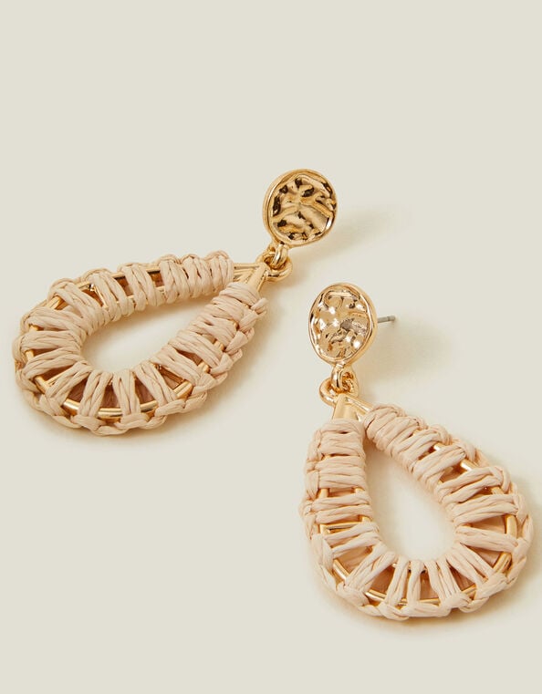 Teardrop Raffia Wrap Earrings, , large