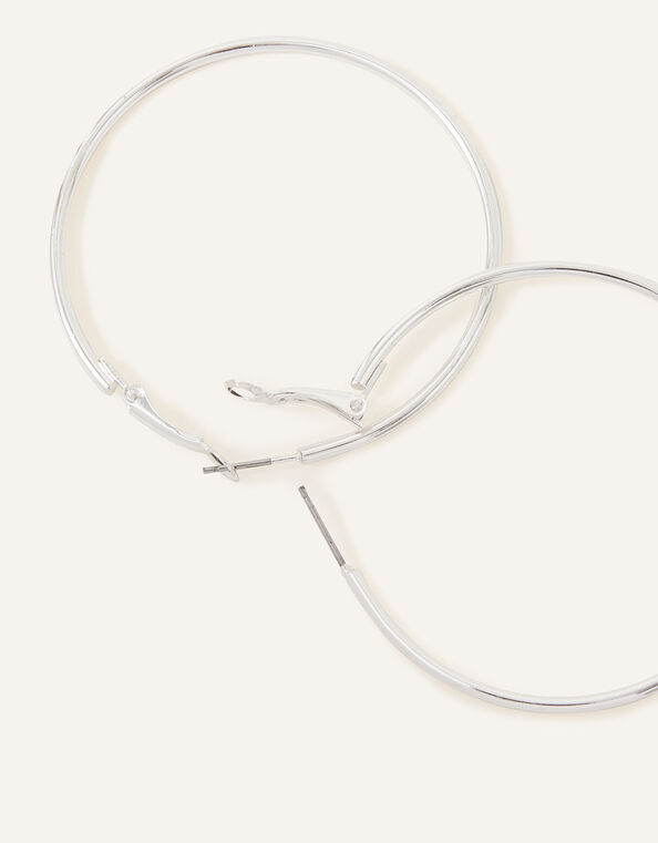 Medium Simple Hoops, Silver (SILVER), large