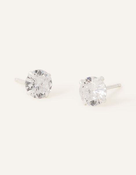 Sterling Silver Small Crystal Studs, , large