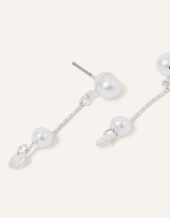 Pearl Stud Chain Drop Earrings, , large