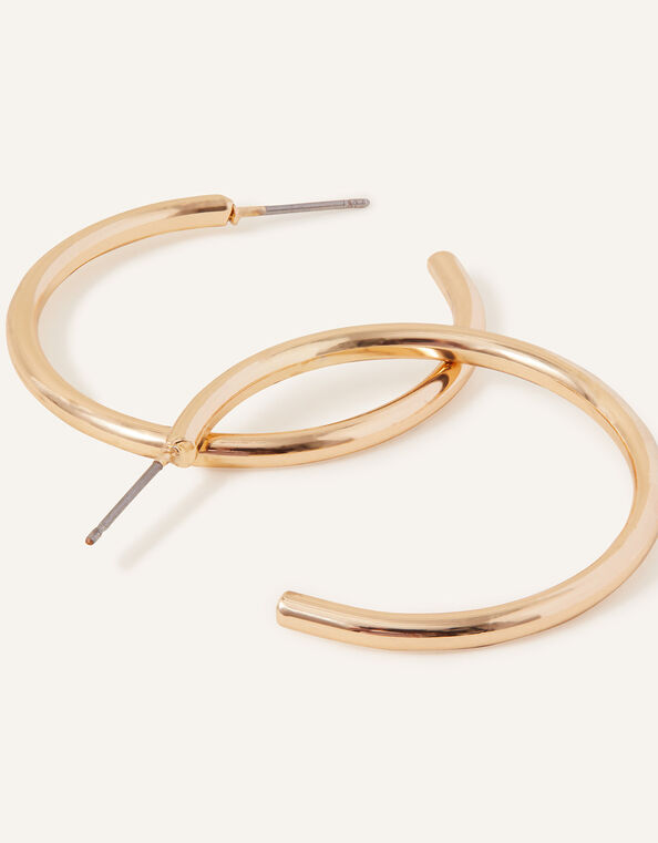 Medium Tube Hoops, Gold (GOLD), large