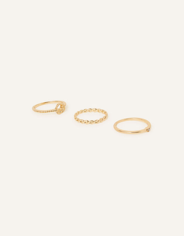 Heart Knot Rings Set of Three, Gold (GOLD), large