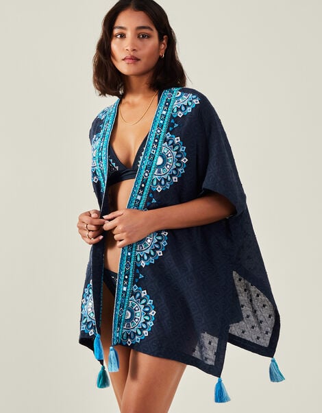 Mirror Embellished Cover Up, Blue (NAVY), large