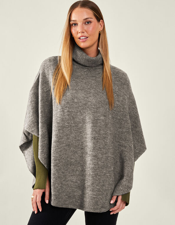 Cosy Knit Poncho, , large