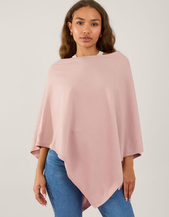 Knit Poncho, Pink (PALE PINK), large